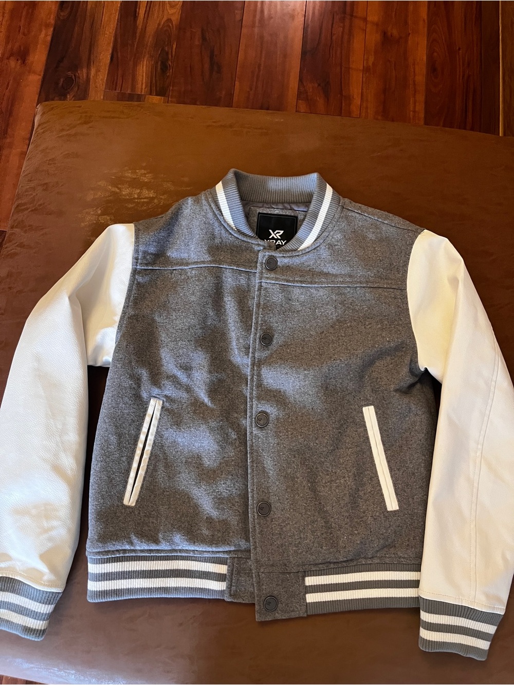 Gray and White Varsity Jacket - Boys Casual Bomber